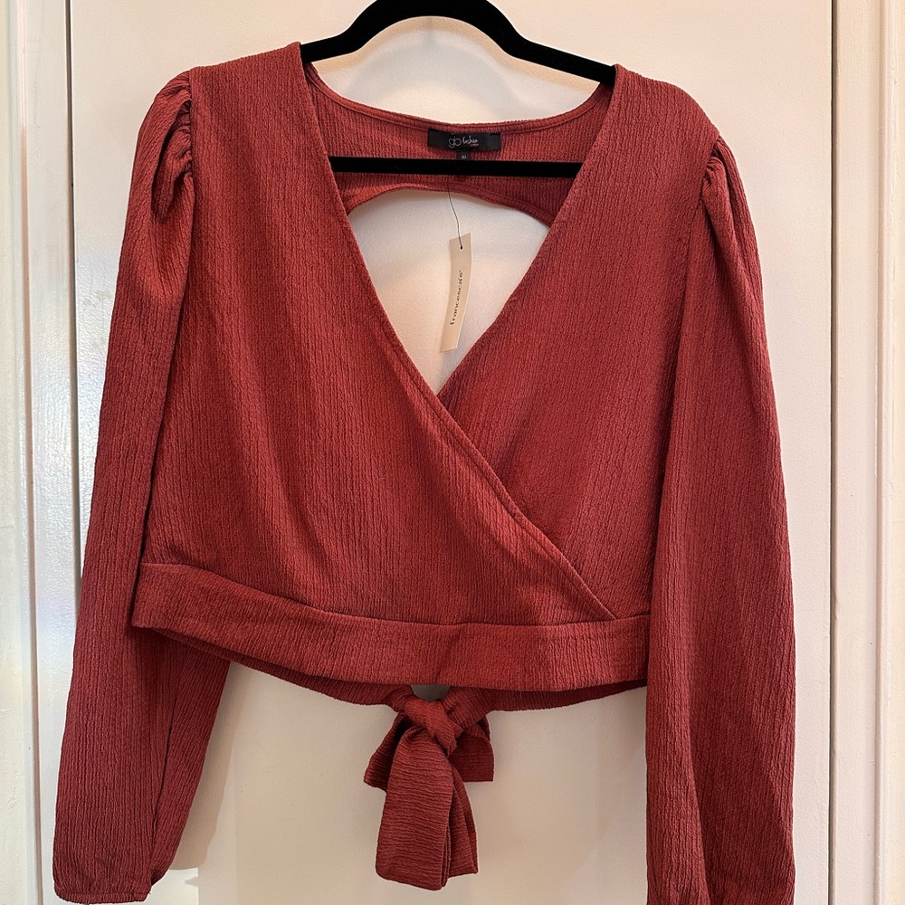 Women's Rust Wrap Top with Open Back